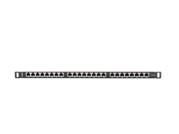 Patch panel 24 porturi 0,5u 19" cat.6 ftp cu organizator cabluri, ecranat, negru