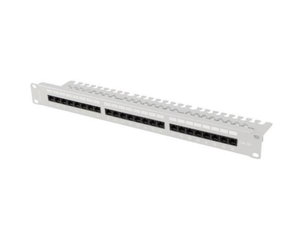 Patch panel 24 porturi 1u 19" cat.6a utp cu organizator cabluri, gri