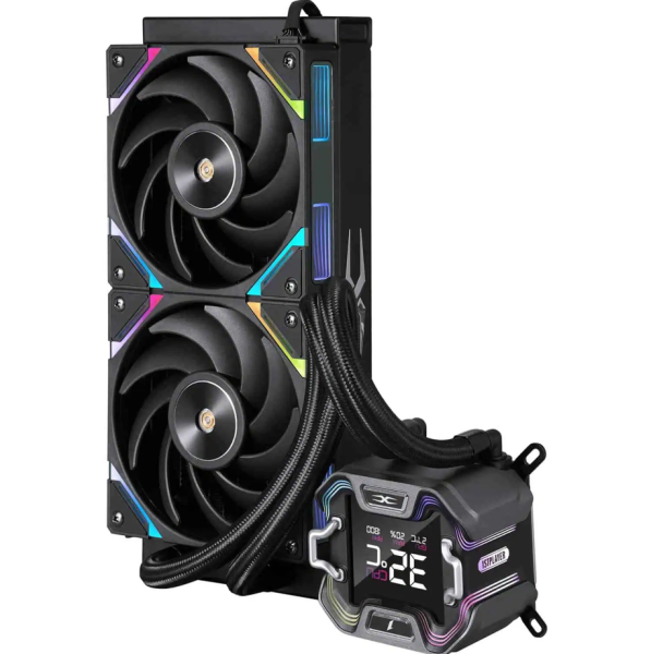 Cooler procesor 1stplayer x-starship 240e-bk, display de 2,4 inches, argb, compatibil amd/intel, negru