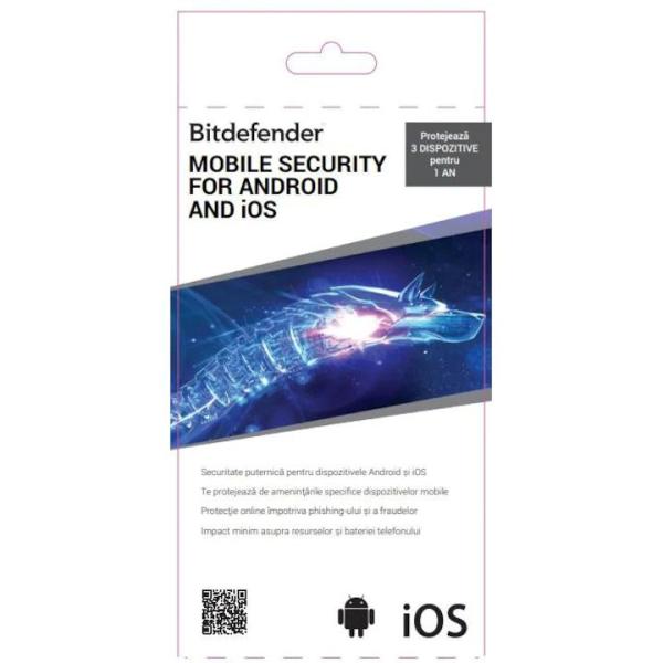 Bitdefender android & iosmobile security, 1 an, 5 dispozitive,licentaretail