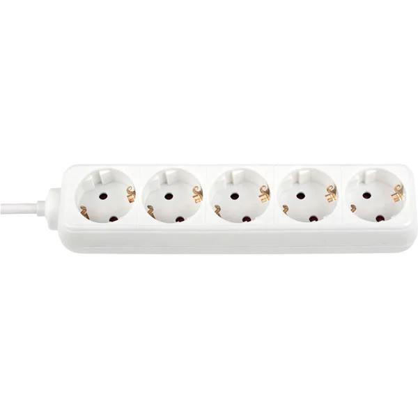 Prelungitor bachmann selly 5xcee7/3 pc, fara intrerupator, lungime cablu 3m, h05vv-f 3g1, alb