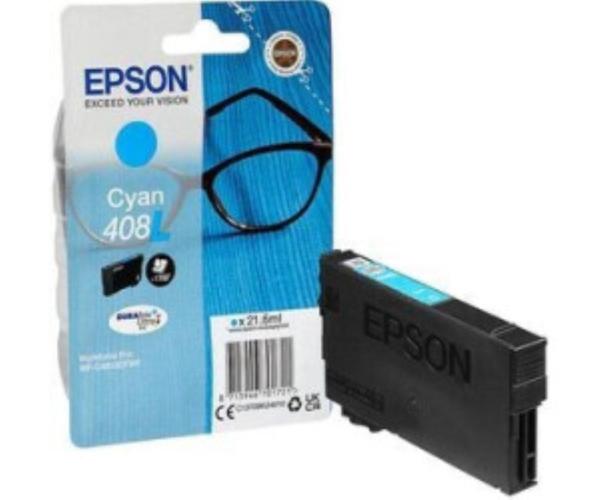 Cartus cerneala epson 408l ink tank, cyan, durabrite ultra ink,capacitate 21.6ml, 1.7k pagini, pentru workforce pro wf-c4810dtwf.