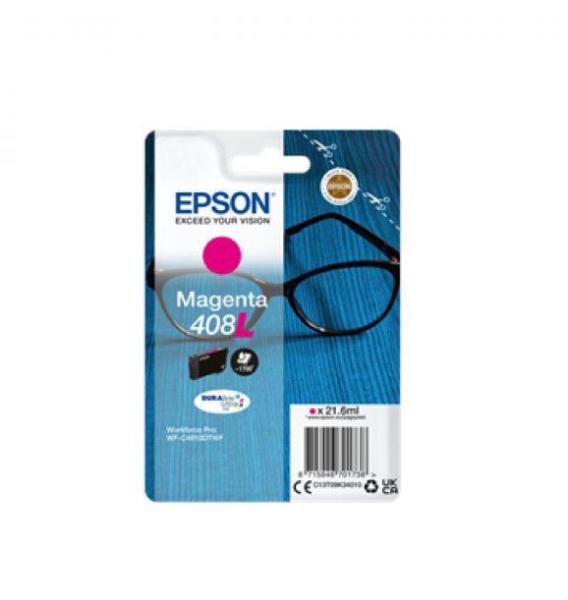 Cartus cerneala epson 408l ink tank, durabrite ultra ink, magenta, capacitate 21.6ml, 1.7k pagini, pentru workforce pro wf-c4810dtwf.