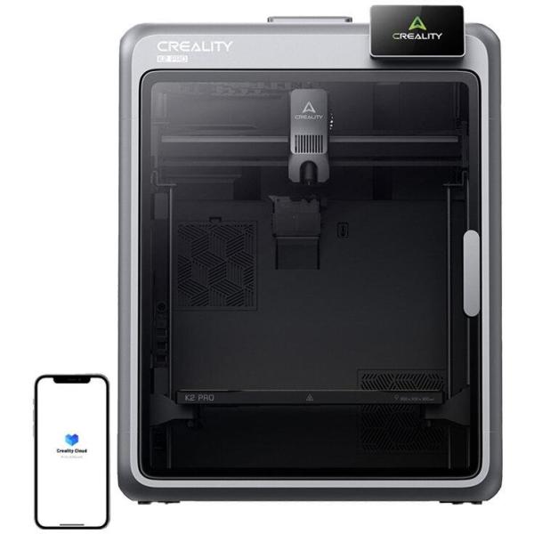 Creality k2 pro fdm 3d printer, tehnologie: fdm, volum printare: 300 x 300 x 300mm, dimensiuni produs: 445 × 477 × 573 mm, 23.7kg, viteza printare: 600 mm/s, accelerare: 20.000 mm/s, temperatura duza max: 300 ° c, motoare step-servo, temperatura max platf