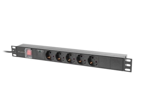 Unitate distributie alimentare pdu 19", 1u, 16a, 5 prize , negru