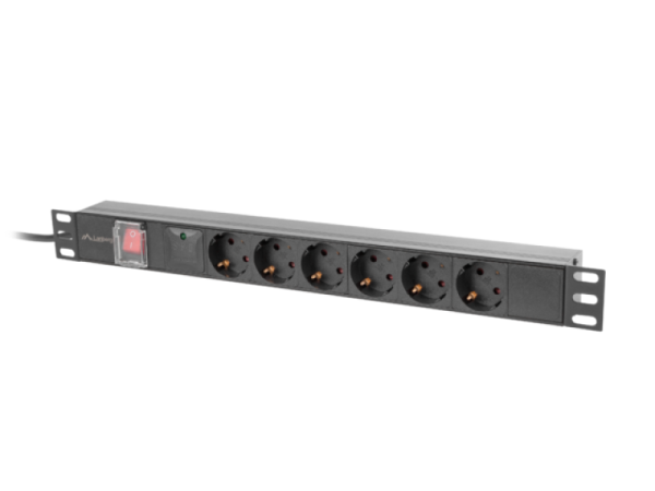 Unitate distributie alimentare pdu 19", 1u, 16a, 6 prize , negru