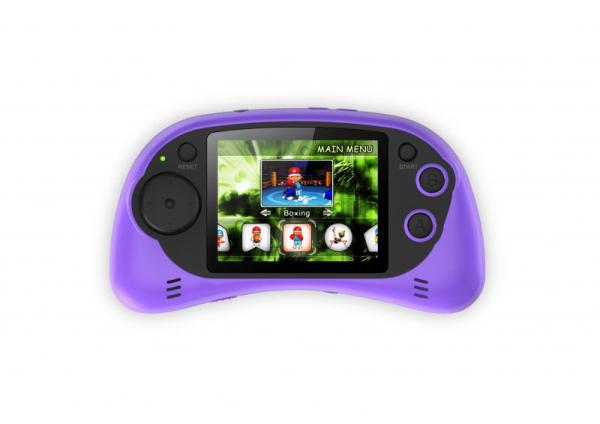 Consola jocuri portabila serioux, ecran 2.7", rezolutie 960x240 pixeli, 200 jocuri incluse, alimentare 3 baterii aaa sau prin miniusb, culoare mov