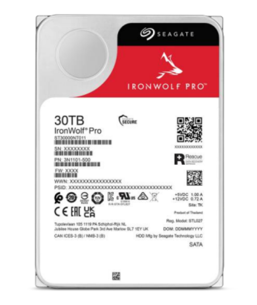 Hdd nas seagate ironwolf pro st30000nt011, 30 tb, 7200 rpm, 256 mb, sata iii