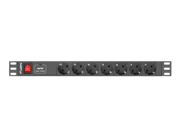 Unitate distributie alimentare pdu 19", 1u, 10a, 7 prize , negru, c14