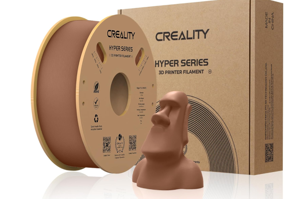 Creality hyper pla 3d printer filament, brown, temperatura printare: 200-220 grade celsius, diametru filament: 1.75mm, tensile strength: 52.99mpa, bending strenght:92.38mpa dimensiuni rola filament: diametru 200mm, inaltime 70mm, gaura centrala 56mm, vite