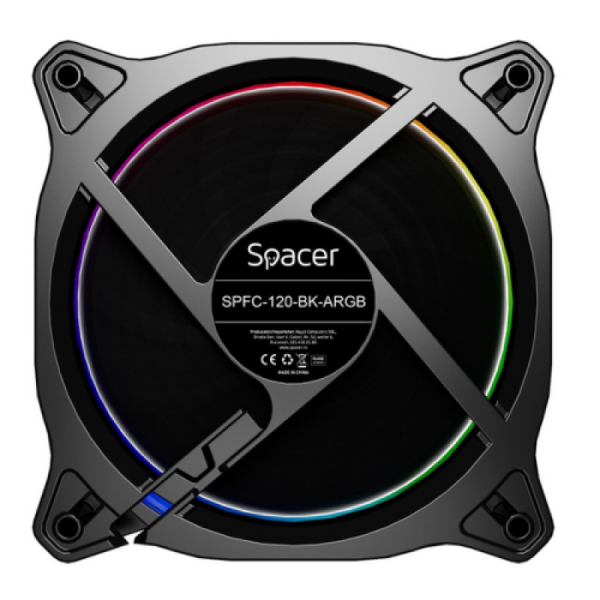 Ventilator spacer pc 120x120x25 mm argb light diferite setari ale jocului de culori, posibilitate conectare fan hub, hydraulic bearing, conector 3/4-pin, black