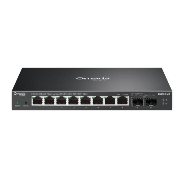 Omada 8-port 2.5gbase-t easy managed switch with 2 10ge sfp+ slots port: 8× 2.5g rj45 ports，2× 10g sfp+ slots spec: desktop steel case and fanless feature: centralized management by omada sdn controller, omada app. flow control, loopback detection, port i
