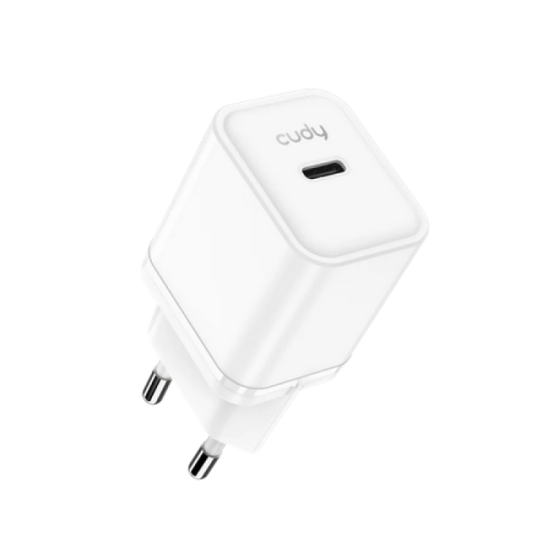 Cudy 25w usb-c charger, gan, 1 usb-c port, qc+pd 3.0, eu plug, for iphone 12 series and above, galaxy, ipad, macboook air and more