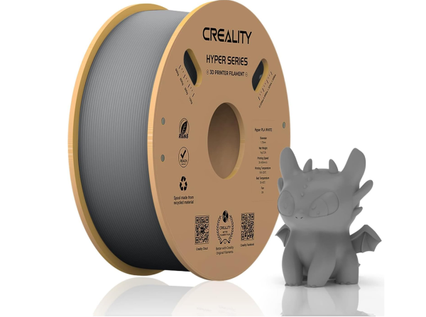 Creality hyper pla 3d printer filament, grey, temperatura printare: 200-220 grade celsius, diametru filament: 1.75mm, tensile strength: 52.99mpa, bending strenght:92.38mpa dimensiuni rola filament: diametru 200mm, inaltime 70mm, gaura centrala 56mm, vitez