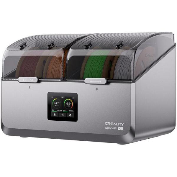Creality 3d space pi x4 filament dryer, capacitate: 4 role de filament, doua camere independente cu control temperatura independent, temperatura: pana la 85°c, dezumidifcare activa, touchscreen 3.2", compatibil cu role de filament de 1kg, 2kg, diametru 1.