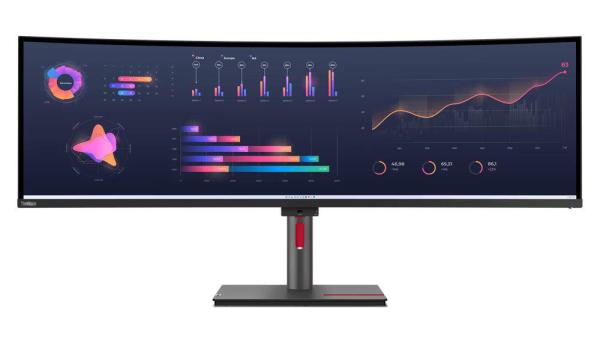 Monitor lenovo thinkvision p49w-30, 49'' ips, dqhd (5120x1440), anti- glare, 32:9, curvature: 3800r, brightness: 350 nits, contrast ratio: 2000:1, refresh rate: 60hz, response time: 4 ms (extreme mode) / 6 ms (typical mode), dot / pixel per inch: 109 dpi,