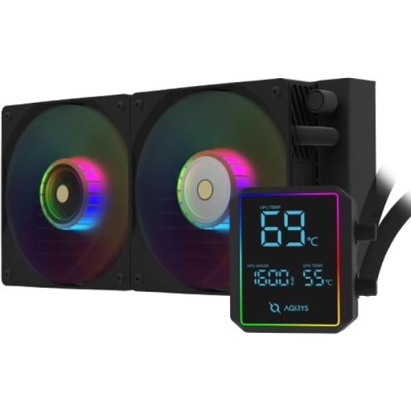 Cooler procesor aqirys aurora 240, lichid, 12 cm, 2 ventilatoare, argb
