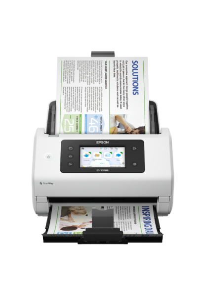 Epson ds-900wn desktop a4 scanner, tip sheetfed, rezolutie: 600 dpi x 600 dpi, formate hartie: a4 (21.0x29.7 cm), a5 (14.8x21.0 cm), a6 (10.5x14.8 cm), b4, b5, b6, envelope, letter, letter legal, postcard, business cards, plastic cards, sursa lumina: read