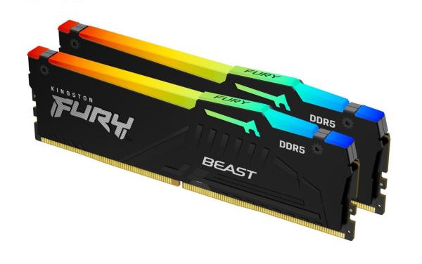 Memorie ram kingston ddr5 64gb 6000mhz cl 36 1.35v fury beast black rgb.