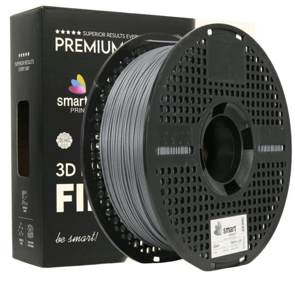 Smart print 3d filament 1kg petg+cf gray, continut de fibra de carbon, reztenta la deformare, rezistenta la caldura sporita, recomandare utilizare impreuna cu imprimanta cu incinta inchisa. diametru: 1.75mm, greutate: 1kg, temperatura duza: 255c - 270c, t