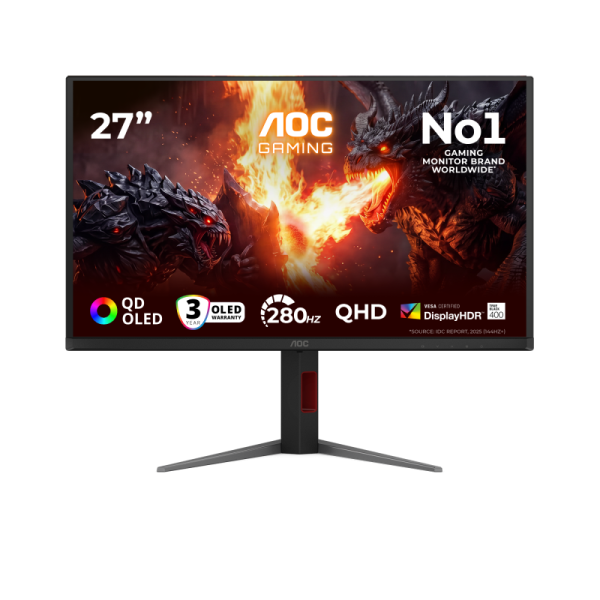 Monitor gaming aoc q27g4zd, 26.5", 2560 x 1440 pixeli, black, 3 ani garantie