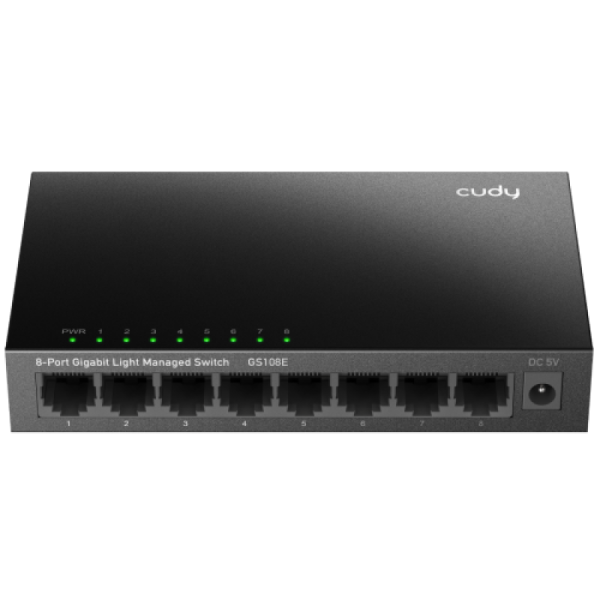 Cudy 8-port gigabit light managed switch, 8 10/100/1000m rj45 ports, desktop metal case, power saving, plug & play, local management via web gui, support stp/rstp, 802.1q/mtu/port based/voice vlan, static link aggregation, storm control, 802.3 flow contro
