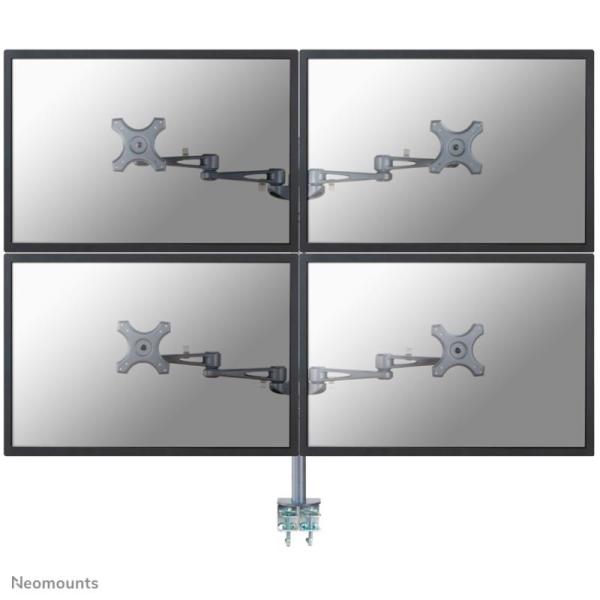 Brat monitor dublu neomounts, compatibilitate ecran 10-27", greutate maxima suportata per ecran 6kg, vesa 75x75, 100x100 mm, full motion, tilt, rotate, swivel, negru