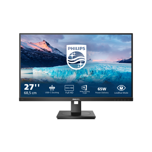 Monitor philips 27" 273s1/00, diagonal (inch): 27, diagonal (cm): 68, aspect ratio: 16:9, panel: ips, resolution: 1920x1080, refresh rate: 75hz, response time gtg: 4ms, brightness (max): 300 cd/m², contrast (static) : 1000:1, contrast (dynamic): 50m:1, vi
