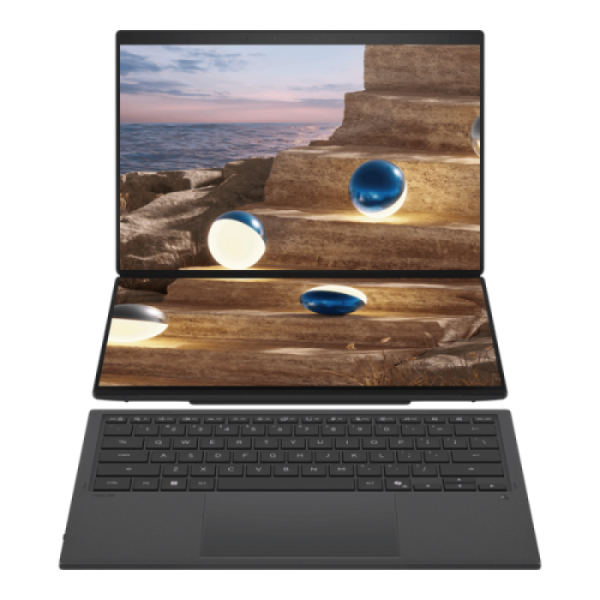 Laptop consumer asus zenbook duo, cu procesor intel core ultra x9 388h, 14'' oled, 32 gb lpddr5x, 2 tb, windows 11 pro, 2 ani garantie