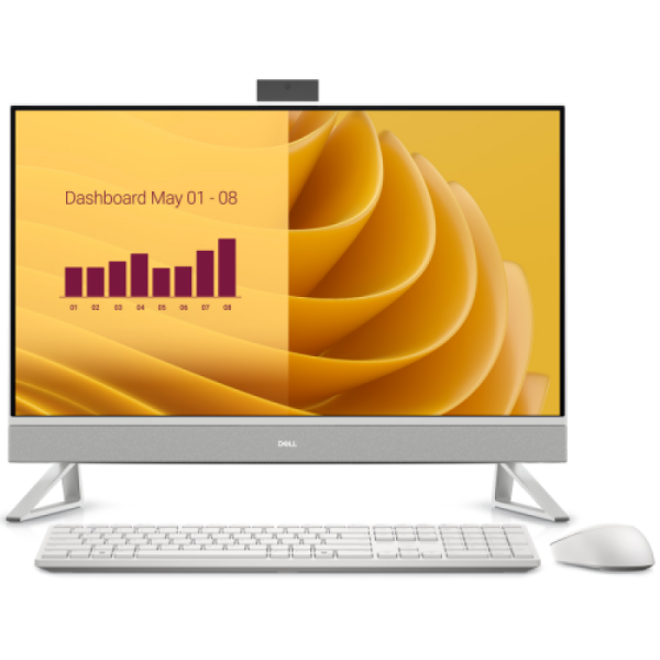 All-in-one consumer dell ec27250 cu procesor intel core 7 150u pana la 5.4 ghz, 27 inch, fhd, 16 gb, nvidia geforce mx570a, windows 11 pro, white, 3 ani garantie
