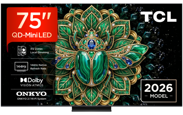 Televizor tcl qd-miniled 75mqled75l, 189 cm, smart google tv, 4k, onkyo (model 2026)