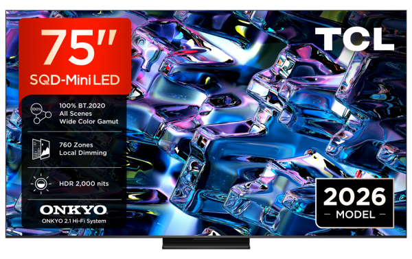 Televizor tcl sqd-miniled 75msqled80l, 189 cm, smart google tv, 4k, onkyo (model 2026)