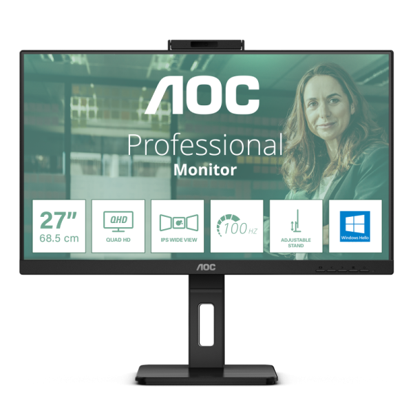 Monitor consumer aoc q27p3cw, 27", 2560 x 1440 pixeli, black, 3 ani garantie