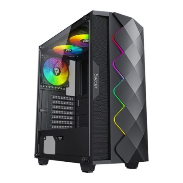 Carcasa spacer quartz 3f argb, mid tower, black