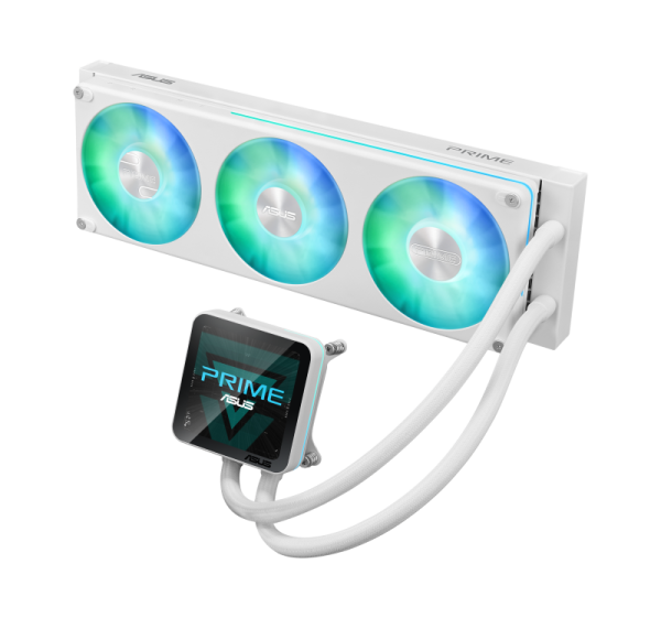 Cooler procesor asus prime lc ii 360 argb lcd wht, lichid, 12 cm, 3 ventilatoare, argb