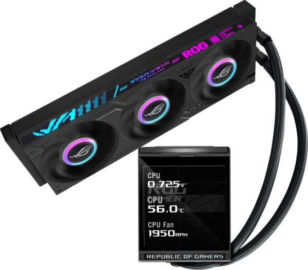 Cooler procesor asus rog strix lc iv 360 argb lcd, lichid, 12 cm, 3 ventilatoare, argb