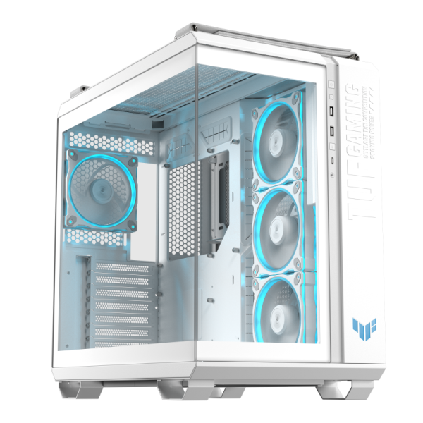 Carcasa asus tuf gaming gt502 horizon tg argb white, mid tower, white