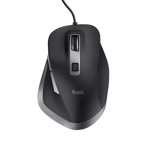 Mouse trust fyda cu fir, optic, interfata usb 2.0 rezolutie maxima 5000 dpi, 6 butoane, negru
