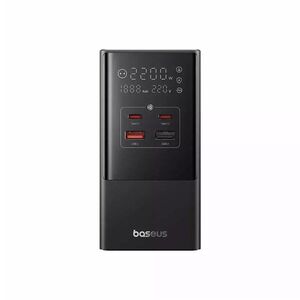 Incarcator retea baseus powercombo tower digital powerstrip, quick charge 35w, 4 porturi iesire, lungime cablu 1.5m, negru