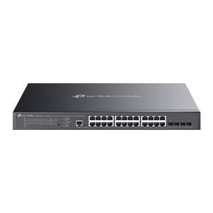 Switch tp-link 24 porturi, 24x rj452x 10g, sfp+ (uplink), viteza lan 10/100/1000 mbps, buget poe 500 w, layer 2+, 16 porturi poe+, 8 porturi poe++