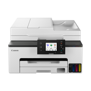 Canon maxify gx2040 colour inkjet mfp, format a4, functii: printare, scanare, fax) rezolutie printare 600 x 1200 dpi, viteza imprimare: 15 ipm mono, 10 ipm color, duplex, capacitate hartie: 250 coli, scanner cis, rezolutie scanare: 1200 x 2400 dpi, viteza