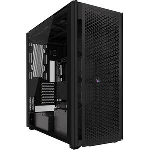 Carcasa corsair 9000d airflow super full tower rgb negru, tempered glass, sloturi expansiune 8 orizontale sau 4 verticale+ verticale pentru placa de baza secundara, drive bays: 5x3.5" 6x2.5", ventilatoare suportate: 18 (spate: 2x120mm sau 1x140mm, fata: 8