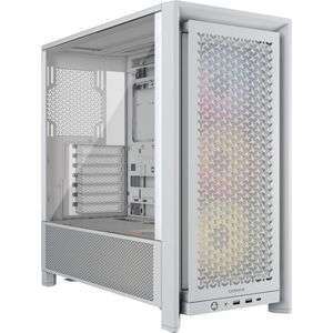 Carcasa corsair frame 4000d rs modular mid tower argb alb, tempered glass, sloturi expansiune 7 orizontale sau 3 verticale, drive bays: 2x3.5" 4x2.5", ventilatoare suportate: 12 (spate: 1x120mm sau 1x140mm, fata: 3x120mm sau 2x140mm sau 2x200mm, lateral: 