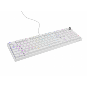 Tastatura gaming mecanica cu fir genesis thor 404, iluminare rgb, 107 taste, 11 butoane multimedia, alb