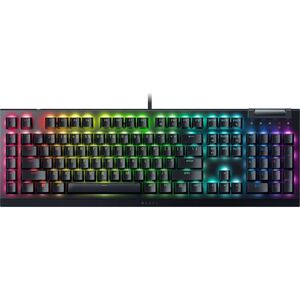 Tastatura mecanica gaming blackwidow v4 x (yellow switch), layout us, taste abs, layout us, cu 6 butoane customizabile, negru