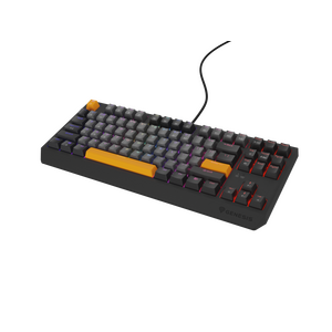 Tastatura gaming mecanica cu fir genesis thor 230 tkl, iluminare rgb, switch linear, switch model outemu red, numar taste 87, 11 butoane multimedia, lungime cablu 1.6m, dimensiuni 363 x 155 x 39 mm, gri