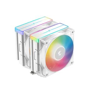 Cooler procesor deepcool ag620 argb v2 alb, marime heatsink 161x136x129mm, 2 ventilatoare argb, viteza ventilator 300-1950 rpm +/- 10%, airflow: 67.88 cfm, suport amd: am4/am5, suport intel: lga 1851/1700/1200/1151/1150/1155, nivel de zgomot: 29.4 dba