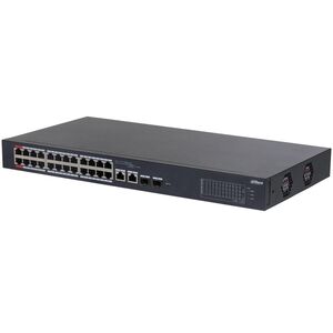 Dahua poe cloud managed desktop layer 2 switch, 26 ports, 24x100m rj-45 (poe max 135w), 2xgbit rj-45 (combo), 2xgbit sfp (combo)