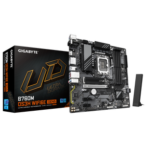Placa de baza gigabyte b760m ds3h wifi6e gen5 lga1700, 4x ddr5, 1x hdmi 2x dp, 1x pcie 5.0 x16 2x pcie 3.0 x1, 2x m.2, 4x sata 6gb/s, matx
