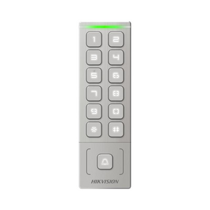 Cititor de proximitate cu tastatura hikvision ds-k1t809mwx, card sau pin, maxim 5000 carduri si 1000 useri, cititor pentru carduri m1 incorporat, wiegand out, supports wiegand 26/34, alimentare: 12 vdc, 1 a,  protectie: ip65, dimensiunii: 151 mm × 48 mm ×